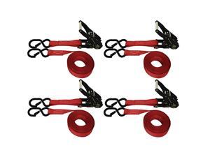 PACK POWERSPORT RATCHET S-HOOK W/KEEPER STRAPS (8 FT, RED)