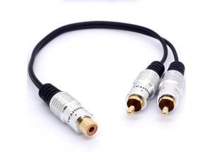 25cm RCA Y Adapter 1 RCA Female to 2 RCA Male Splitter Cable for Audio Amplifier Subwoofer(RCA Female To 2 Male)