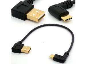 Gold Plated Angled USB C Cable Extension 90 Degree Type C to USB 2.0 Right Angle Male Converter Data Sync USB-C Adapter cord(90°Type C-USB A Right)