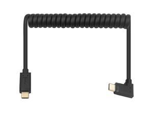 Poyiccot Coiled USB C to USB C Cable, Coiled USB Type C Cable 3A Fast Charging, Right Angle USB C Coiled Spring Spiral 90 Degree USB Type C Spiral Cable for MacBook, Smartphone, Stretched 4feet/1.2m