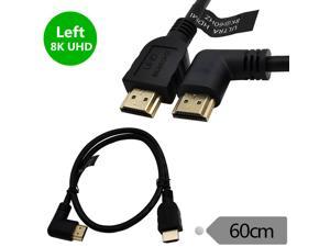 8K HDMI 2.1 Cable 6feet,8K HDMI 48gbps 90 Degree Left Angle HDMI Male to Male HDMI 2.1 Cable with 8K 60Hz Video and 3D HDR for TV/Xbox /PS4 /PS5(60cm  Left)