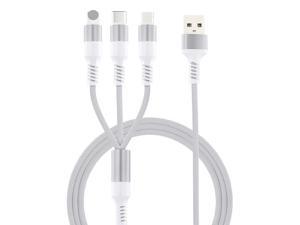 Multi Charger Cable 12M Nylon Braided 3 in 1 Multi USB Charging Cable with Micro USB Type C iP for Phone 13 12 11 X XR 8 Android Galaxy S21 S20 S10 Huawei Sony OnePlus Nokia Kindle LG Silver