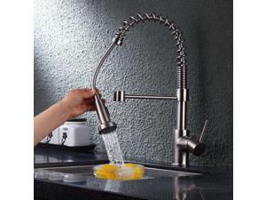 Brushed Nickel Spring Pull Out Single Handle Sprayer Kitchen Sink Faucet Modern Brushed Nickel Spring Pull Out Single Handle Sprayer Kitchen Sink Faucet Modern