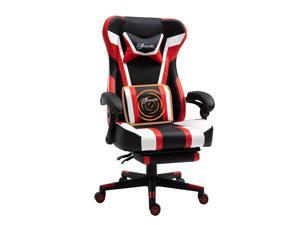 Office Chair Reclining Racing w/ Lumbar Footrest Height Adjustable Red Office Chair Reclining Racing w/ Lumbar Footrest Height Adjustable Red
