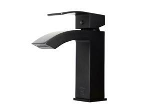Lead Free Brass Single Handle Bathroom Basin Waterfall Faucet, Matt Black Lead Free Brass Single Handle Bathroom Basin Waterfall Faucet, Matt Black
