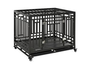 45" Heavy Duty Portable Steel Dog Cage Kennel Crate Pet House Wheels 45" Heavy Duty Portable Steel Dog Cage Kennel Crate Pet House Wheels