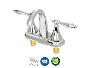 Two Handle Central Bathroom Sink Faucet with Hot and Cold Water, Light Chrome Two Handle Central Bathroom Sink Faucet with Hot and Cold Water, Light Chrome