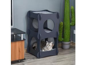 Wooden Cat House Kitten Bed Pet Furniture with Soft Cushion for Rest and Play Wooden Cat House Kitten Bed Pet Furniture with Soft Cushion for Rest and Play