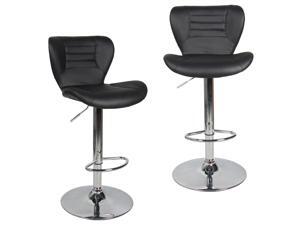 ® 2PK Swivel Leather Adjustable Bar Stool, Black ® 2PK Swivel Leather Adjustable Bar Stool, Black