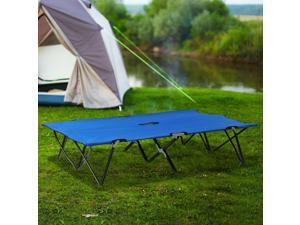 76" 2 Person Folding Camping Cot Travel Hiking Bed Blue 76" 2 Person Folding Camping Cot Travel Hiking Bed Blue