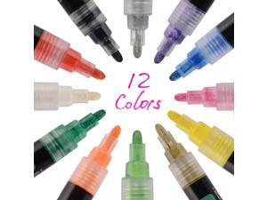 Acrylic Paint Marker Pens, Reversible Tip, 12 Assorted Colors/Pack - Acrylic Paint Marker Pens, Reversible Tip, 12 Assorted Colors/Pack -