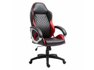 Office Chair Faux Leather Diamond Line Swivel Rocker Desk Chair, Red Office Chair Faux Leather Diamond Line Swivel Rocker Desk Chair, Red