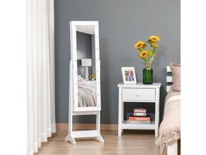 LED Mirrored Jewelry Cabinet Floor Standing Organizer Angle Adjustable LED Mirrored Jewelry Cabinet Floor Standing Organizer Angle Adjustable