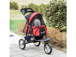 Jogger Pet Stroller One-Click Fold Dog/Cat Carriage w/ Metal Hub Wheel Basket Jogger Pet Stroller One-Click Fold Dog/Cat Carriage w/ Metal Hub Wheel Basket