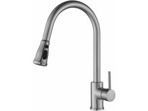 Lead-Free Brushed Nickel Solid Brass Single Handle Pull Down Kitchen Faucets Lead-Free Brushed Nickel Solid Brass Single Handle Pull Down Kitchen Faucets