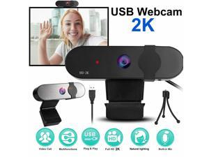 2K USB Webcam Full HD Web Camera with Built-in Mic/Tripod for PC Desktop Laptop