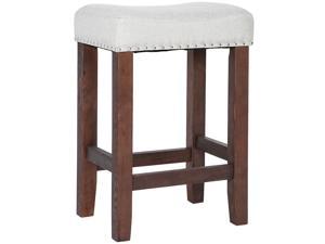 24" Bar Stools Kitchen Dining Room Saddle Seat Wooden Counter Stool
