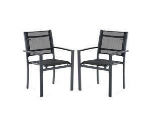 Po Dining Chair Outdoor Mesh Seat Bistro Chairs Set of 2 Durable Black Po Dining Chair Outdoor Mesh Seat Bistro Chairs Set of 2 Durable Black