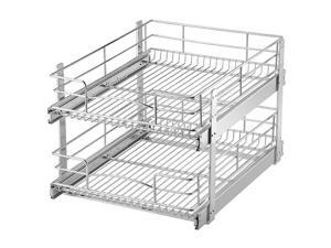 Two-Tier Slide Out Cabinet Organizer Pull Out Under Cabinet Sliding Shelf Chrome Two-Tier Slide Out Cabinet Organizer Pull Out Under Cabinet Sliding Shelf Chrome