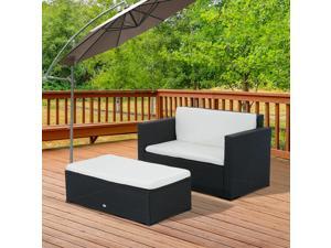 2pc Wicker Loveseat Ottoman Set Rattan Sofa Table Set Outdoor Po Furniture 2pc Wicker Loveseat Ottoman Set Rattan Sofa Table Set Outdoor Po Furniture