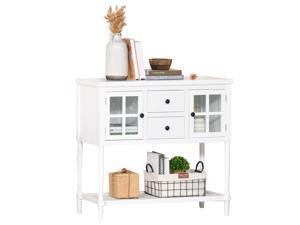 2-Drawer Entryway Console Table Accent Desk with Glass Doors Shelf 2-Drawer Entryway Console Table Accent Desk with Glass Doors Shelf