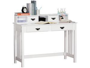 Spacious Writing Desk Workston with Upper Shelf Home Office White Spacious Writing Desk Workston with Upper Shelf Home Office White