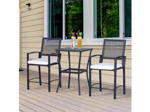 3Pc Rattan Wicker Bistro Set Bar Table High Stool Garden Po Furniture 3Pc Rattan Wicker Bistro Set Bar Table High Stool Garden Po Furniture