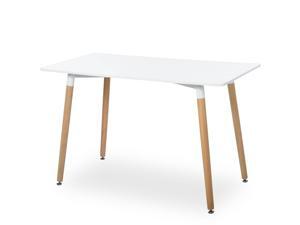 Scandinavian Style Dining Table Wood Legs Adjustable Feet Elegant White Scandinavian Style Dining Table Wood Legs Adjustable Feet Elegant White