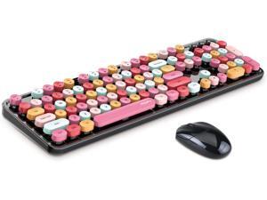 MOFII Wireless Keyboard and Mouse Combo, 2.4G Cute Round Girl Lipstick Retro Round Cap Keyboard Mute Keyboard Mouse Set for Laptop, Computer, Mac (Mixed Color) MOFII Wireless Keyboard and Mouse Combo, 2.4G Cute Round Girl Lipstick Retro Round Cap Keyboard Mute Keyboard Mouse Set for Laptop, Computer, Mac (Mixed Color)