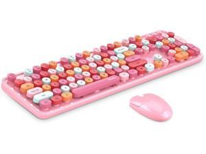 MOFII Office School Wireless Keyboard and Mouse Combo, 2.4G Cute Round Girl Lipstick Retro Round Cap Keyboard Mute Keyboard Mouse Set for Laptop, Computer, Mac (Mixed Color) MOFII Office School Wireless Keyboard and Mouse Combo, 2.4G Cute Round Girl Lipstick Retro Round Cap Keyboard Mute Keyboard Mouse Set for Laptop, Computer, Mac (Mixed Color)