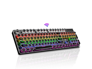Type-2.4G Wireless Mechanical Gaming Keyboard Rechargeable PUNK Dual Mode Real RGB Keyboard,Backlit RGB LED,For Laptop,Desktop pc,Black Type-2.4G Wireless Mechanical Gaming Keyboard Rechargeable PUNK Dual Mode Real RGB Keyboard,Backlit RGB LED,For Laptop,Desktop pc,Black