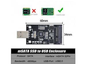 Chenyang Cable Mini PCI-E mSATA to USB 2.0 External SSD PCBA Conveter Adapter Pen Driver Card without Case