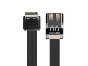 FVH 0.5M Down Angled USB 2.0 Type-A Male to Female Extension Data Flat Slim FPC Cable for FPV & Disk & Scanner & Printer