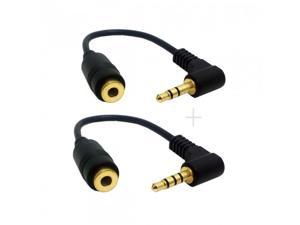Cablecc CY CA-008+045 1Set 3/4 Poles Audio Stereo 90 Degree Right Angled 3.5mm Male to Female Extension Cable