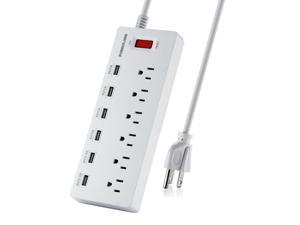 Multi Outlets Flat Plug Power Strip Smart Surge Protector with Extension Cord US