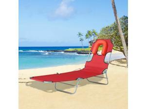 Folding Chaise Lounge Beach Camping Sun Bed Recliner Adjustable w/ Face Cavity Folding Chaise Lounge Beach Camping Sun Bed Recliner Adjustable w/ Face Cavity