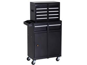 2 in 1 Top Chest Rolling Tool Storage Box Cabinet 4 Drawers with Pegboard, Black 2 in 1 Top Chest Rolling Tool Storage Box Cabinet 4 Drawers with Pegboard, Black