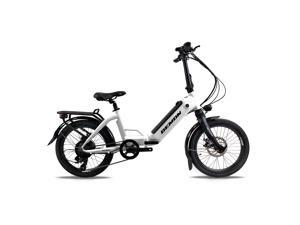REBEL Foldable Electric Bike with 7-Speed Professional Transmission System, 250W Brushless Geared Motor, In-frame 36V 10.4AH Lithium-Ion Battery (White)