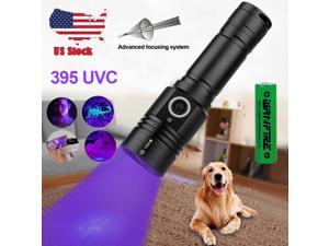 395nm LED UV Light Blacklight USB Rechargeable Tactical Flashlight Waterproof