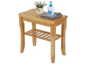 Shower Bench Seat Wooden Spa Bath Organizer Stool W/ Storage Shelf For Seng Shower Bench Seat Wooden Spa Bath Organizer Stool W/ Storage Shelf For Seng