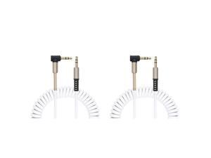 2X 3FT Spring Coiled 3.5mm 1/8 Aux Cable Stereo Audio Auxiliary Cord Black Gold 2X 3FT Spring Coiled 3.5mm 1/8 Aux Cable Stereo Audio Auxiliary Cord Black Gold