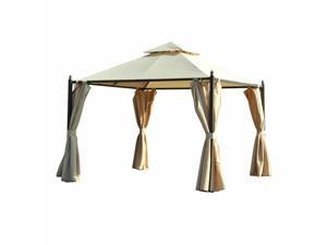 10' x 10' Outdoor Garden Gazebo Canopy Double-tire Sun Shade Shelter w/ Curtains 10' x 10' Outdoor Garden Gazebo Canopy Double-tire Sun Shade Shelter w/ Curtains