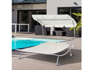 Double Chaise Outdoor Lounge Hammock Bed with Canopy and Headrest Pillow Double Chaise Outdoor Lounge Hammock Bed with Canopy and Headrest Pillow