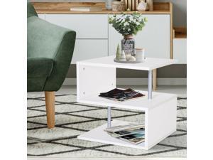 End Coffee Table S Shaped Stand Storage Shelves Organizer Living Room White End Coffee Table S Shaped Stand Storage Shelves Organizer Living Room White