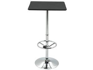 Square Bar Table with Faux Leather Tabletop Adjustable Footrest Square Bar Table with Faux Leather Tabletop Adjustable Footrest
