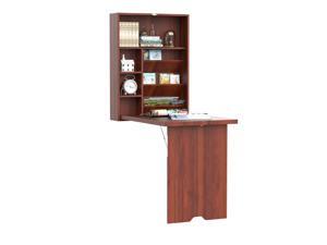 Fold-Out Convertible Desk Wall Mounted Table Cabinet Workston Walnut Fold-Out Convertible Desk Wall Mounted Table Cabinet Workston Walnut