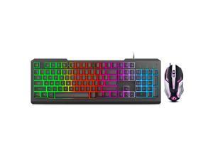 Gaming Keyboard USB Wired Flong Keyboard Quiet Ergonomic with RGB Light Gaming Keyboard USB Wired Flong Keyboard Quiet Ergonomic with RGB Light