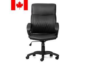 ® High-Back Leather Swivel Office Executive Chair with Armrest, Black ® High-Back Leather Swivel Office Executive Chair with Armrest, Black