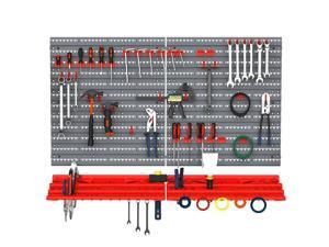 54 Piece Pegboard and Shelf Tool Organizer Wall Mounted Garage Storage 54 Piece Pegboard and Shelf Tool Organizer Wall Mounted Garage Storage