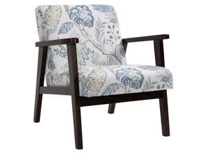 Flower Pattern Linen Dining Chair Rubber Wood Leg for Home Office Flower Pattern Linen Dining Chair Rubber Wood Leg for Home Office